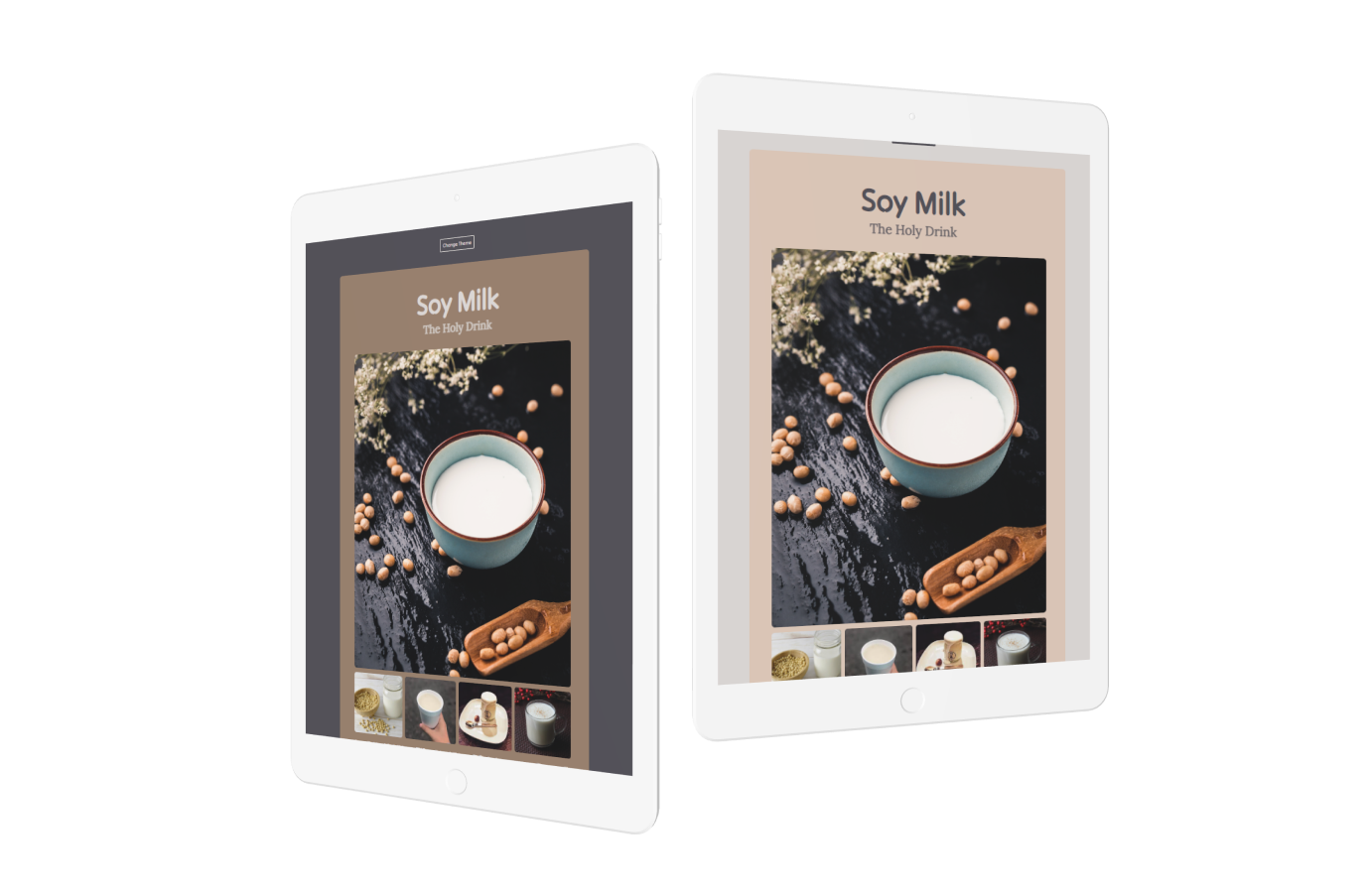 soy milk page with 2 modes